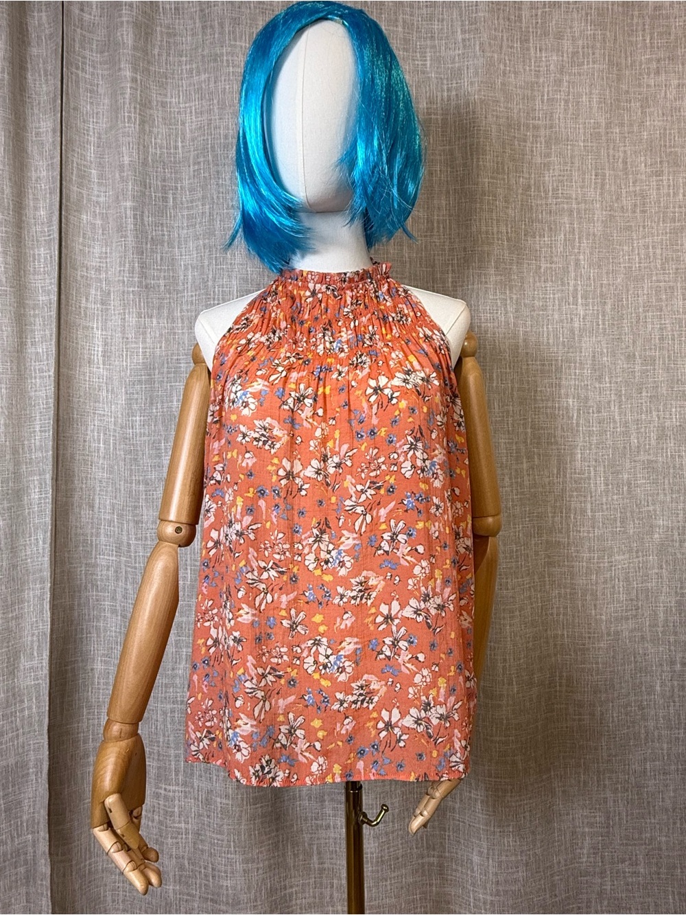 Nanette Lepore Coral Floral Smocked Top